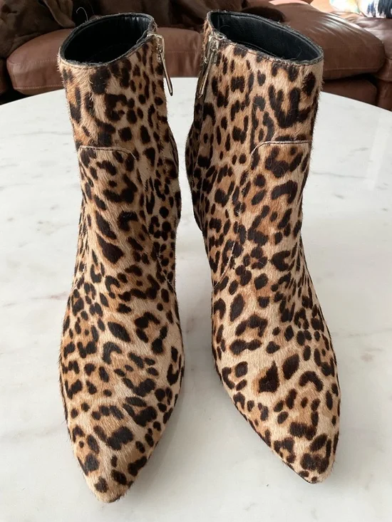 Sam Edelman Leopard Olette Print Pointed-Toe Ankle Boots - Picture 3 of 5
